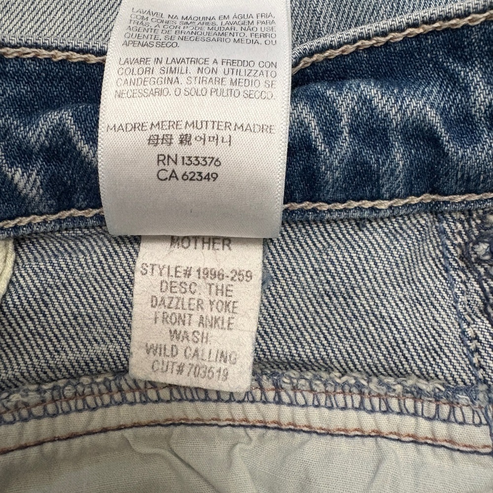 MOTHER The Dazzler Yoke Front Ankle Denim Jeans Wild Calling Blue Wash Size 27 - Picture 15 of 16